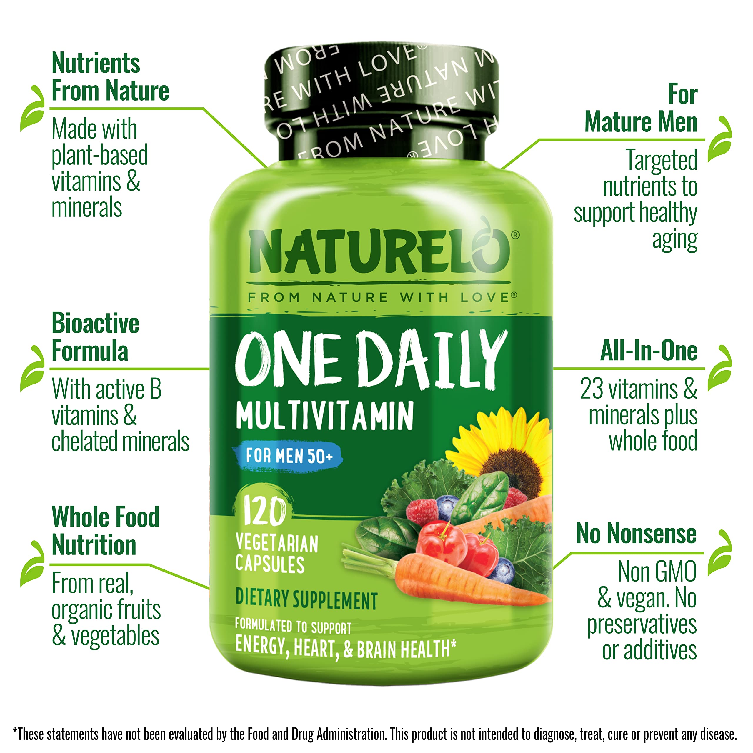 NATURELO ingredientes orgánicos primarios destaca frutas y verduras antioxidantes