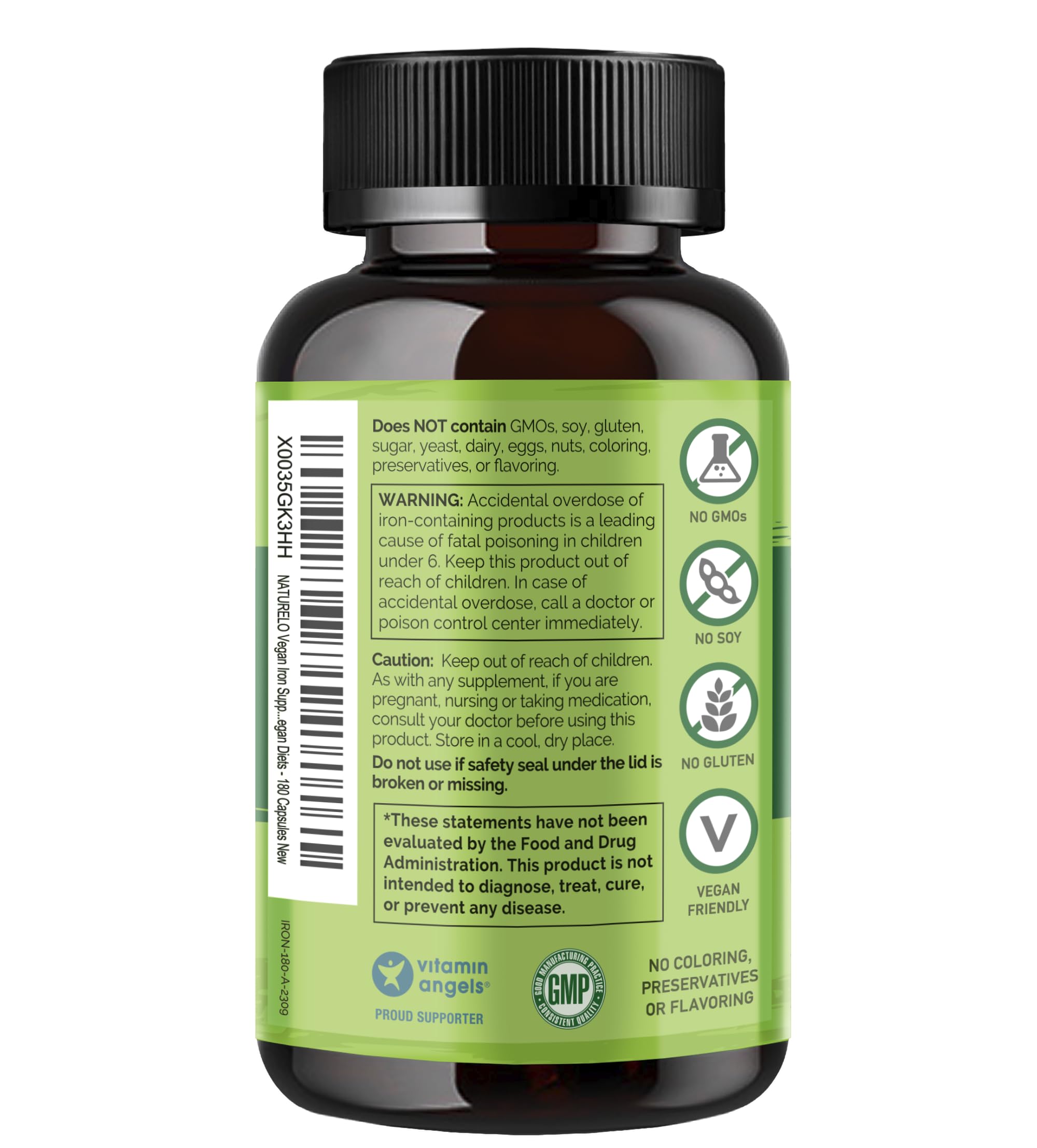 NATURELO frasco abierto con 180 mini cápsulas para suministro prolongado