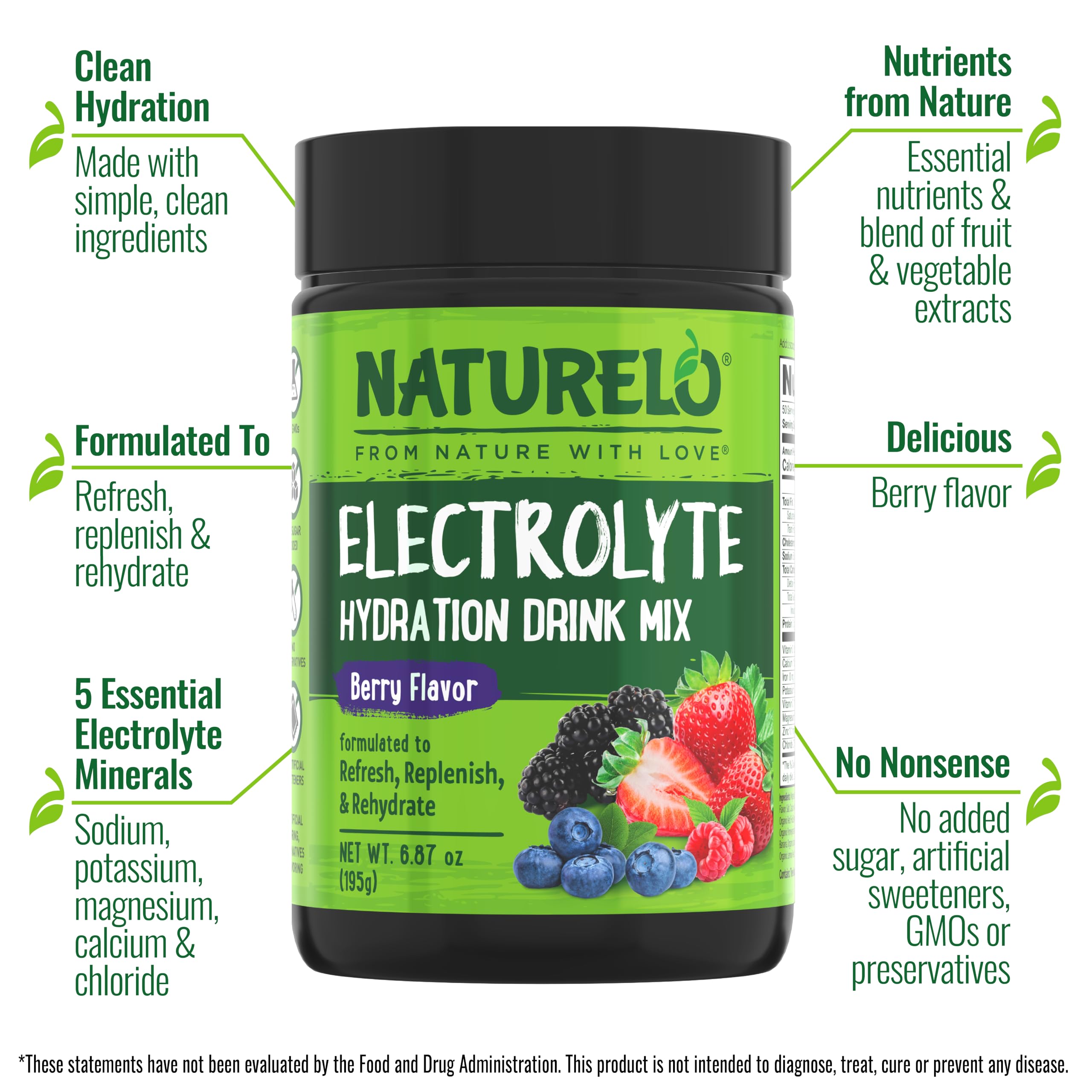 NATURELO primer plano del polvo berry para ver textura y mezcla fácil