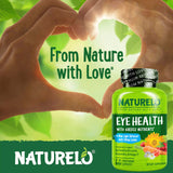 NATURELO frasco en escritorio junto a lentes para reducir fatiga visual