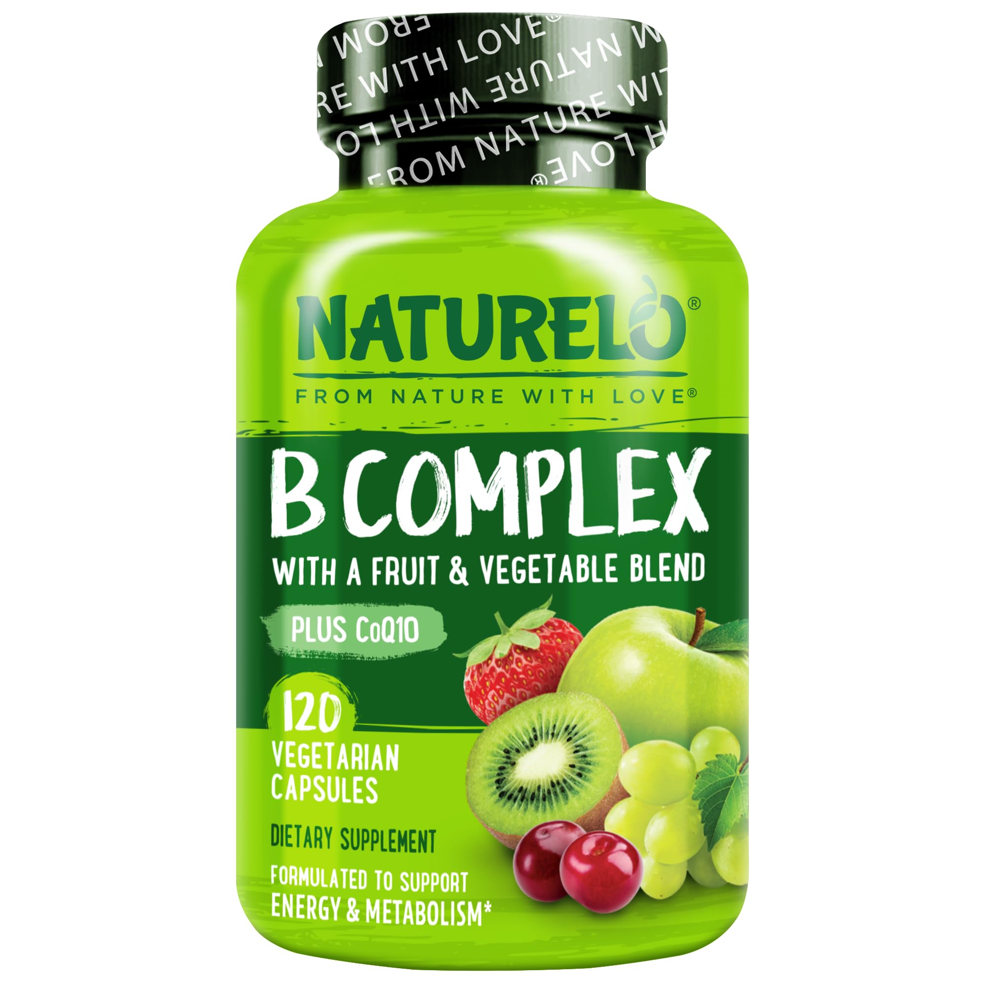 NATURELO envase frontal del Vitamin B Complex que inspira confianza