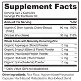 NATURELO acerola y mezcla de vegetales orgánicos como origen natural