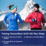 NatureMyst aceite de krill en gotas resaltando color rojizo y pureza natural