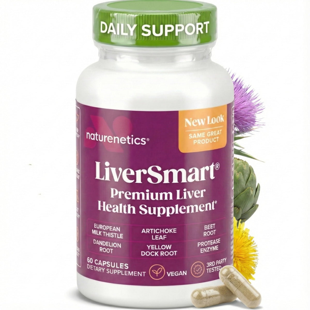 Naturenetics LiverSmart frente del envase mostrando el diseño y cantidad