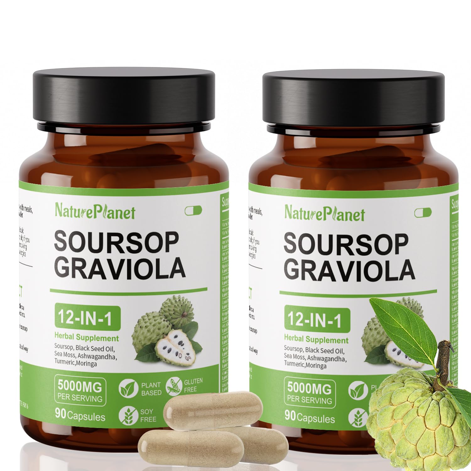 NaturePlanet envase frontal mostrando la fórmula 12‑en‑1 y vegan friendly