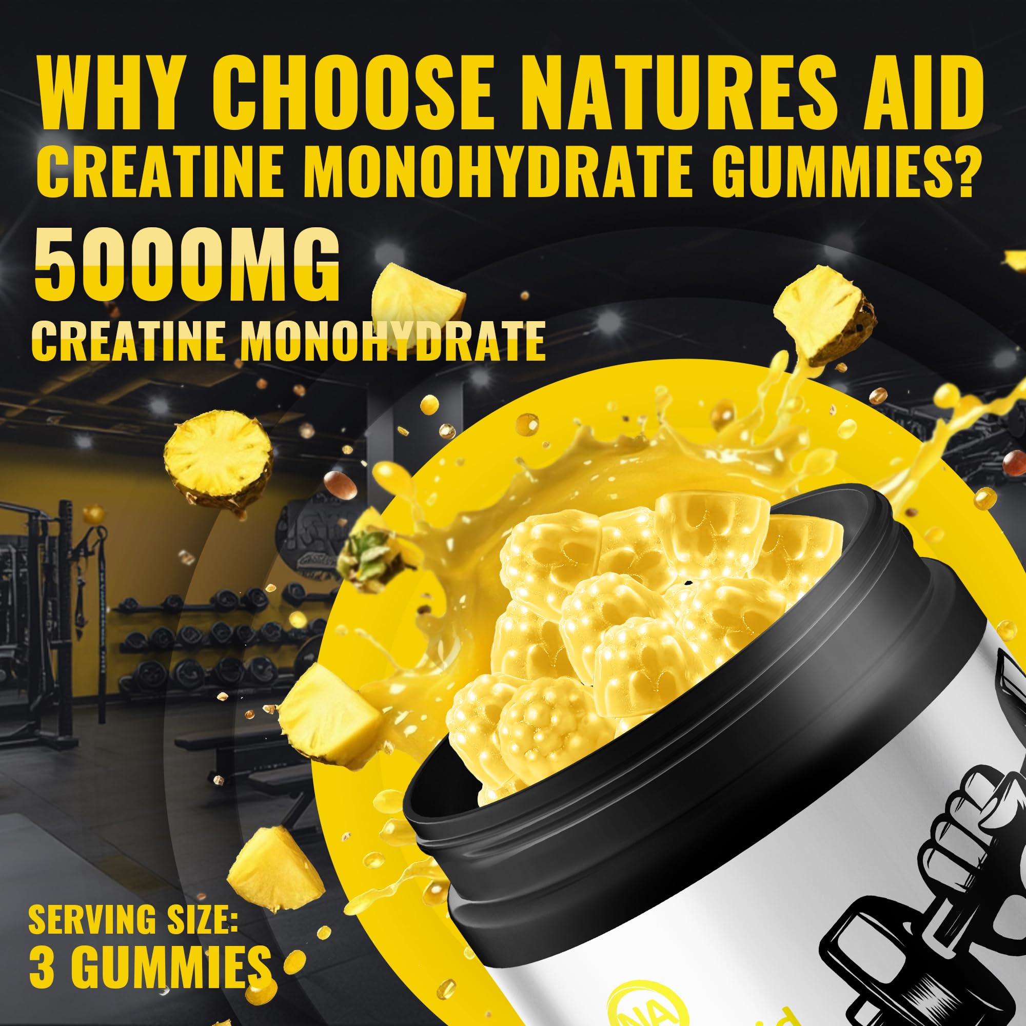 Natures Aid gominolas junto a una moneda para escala, tamaño por porción claro