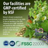 Nature's Answer etiqueta lateral con información de ingredientes y lote