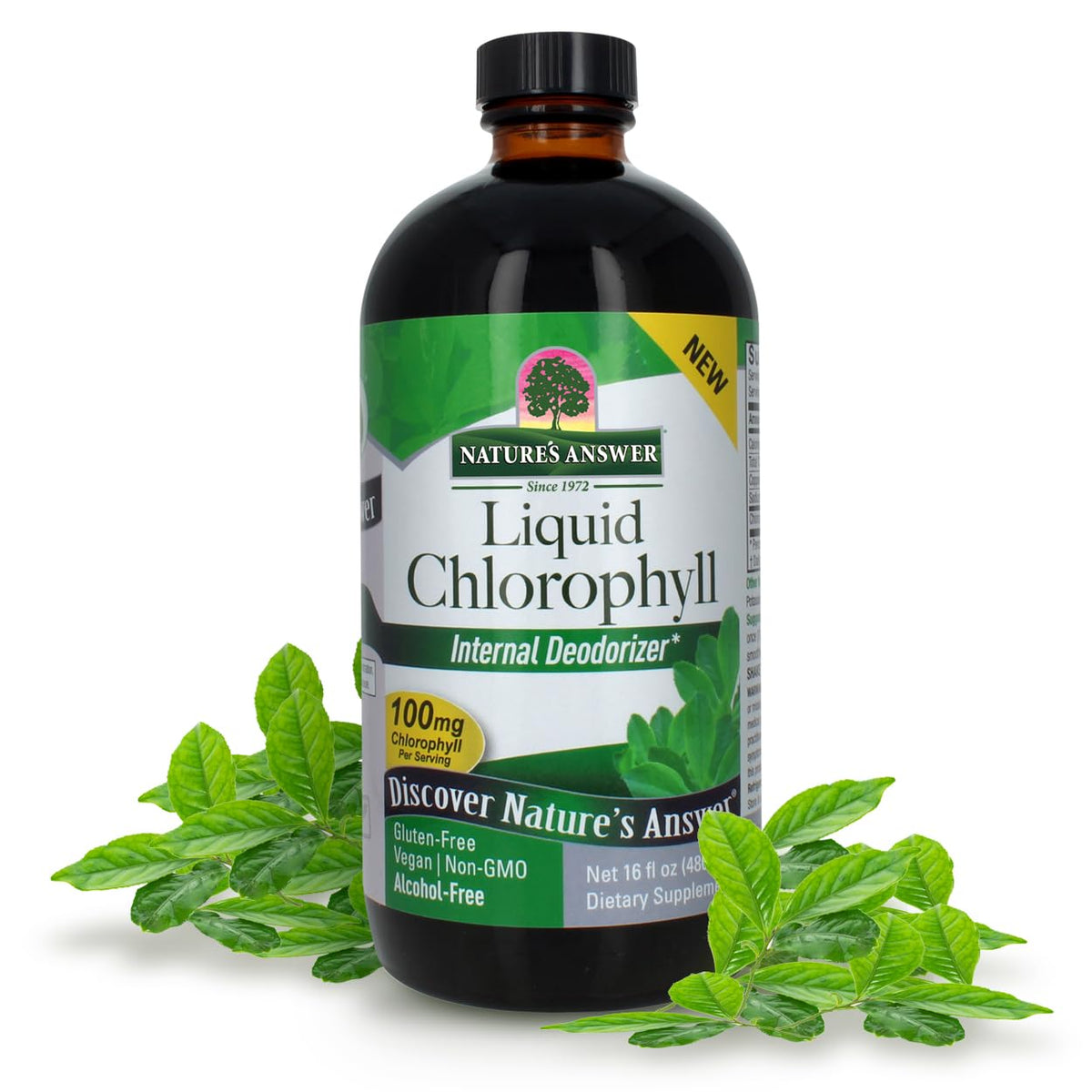 Nature's Answer botella frontal mostrando etiqueta clara y beneficios