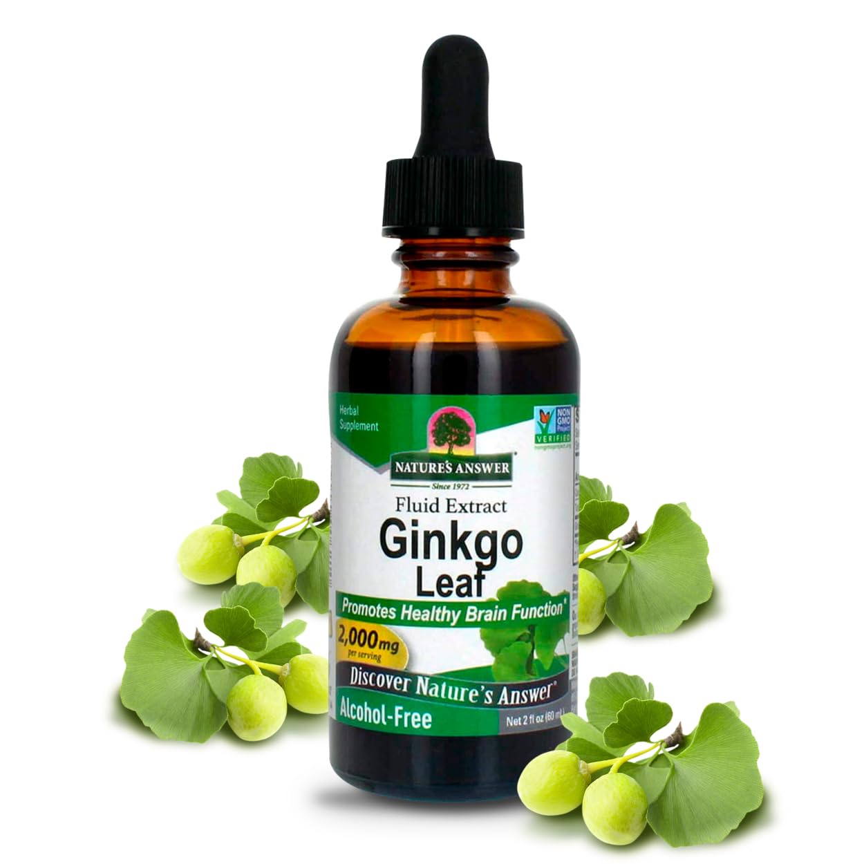 Nature's Answer botella frontal mostrando etiqueta clara y beneficios