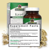Nature's Answer Kava-6 etiqueta legible con información de 100 mg y seis kavalactonas