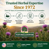 Nature's Answer lista de ingredientes y sello de calidad en etiqueta