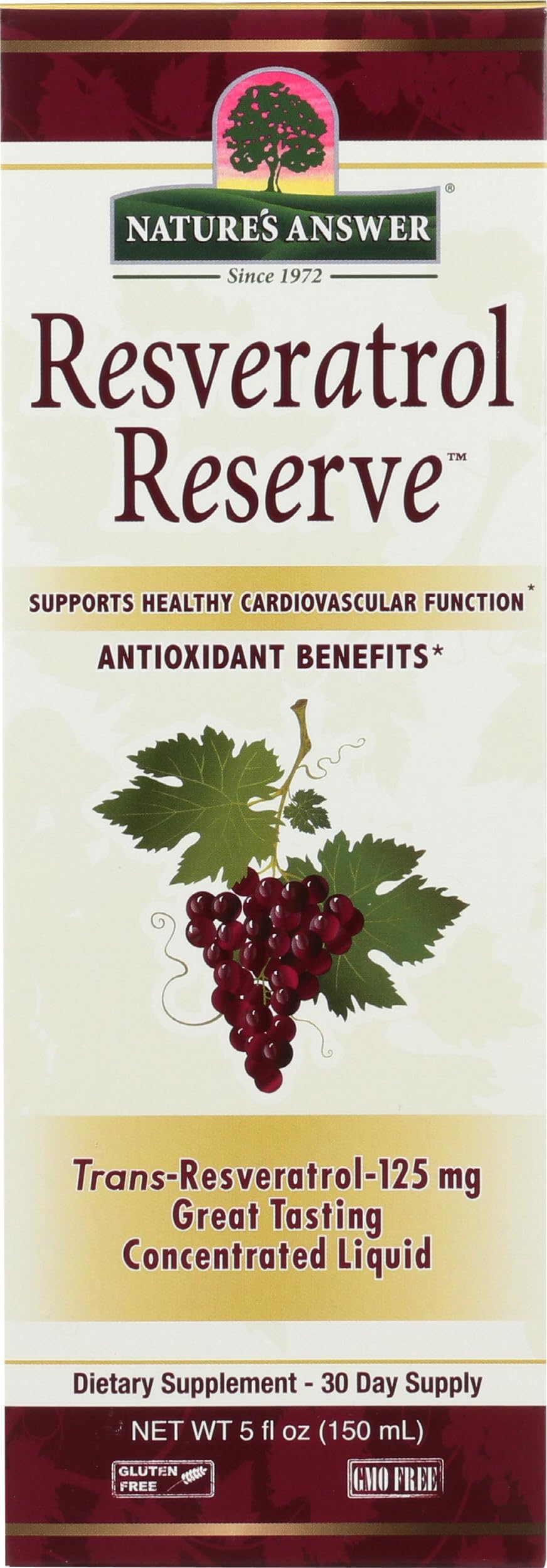 Nature's Answer frasco frente mostrando etiqueta y beneficio antioxidante
