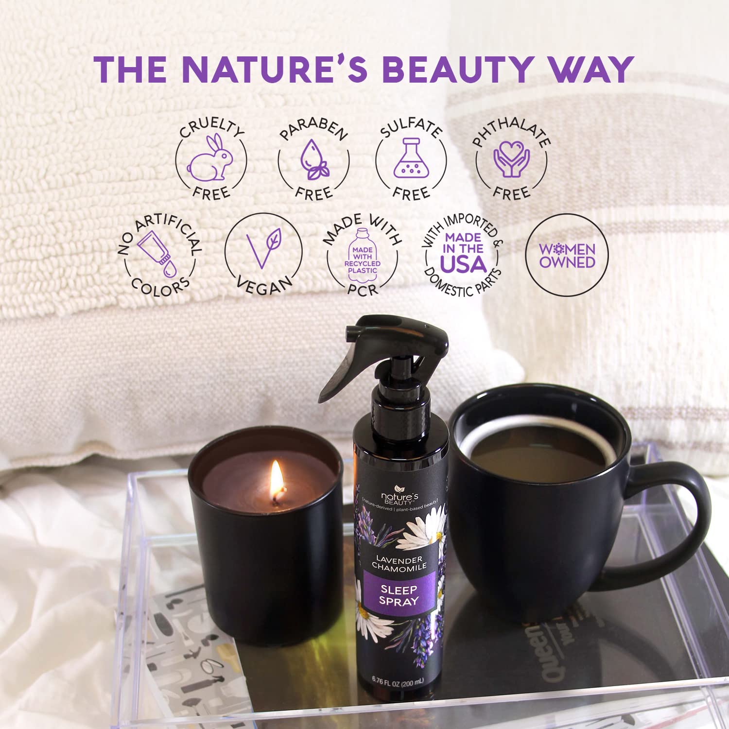 Nature's Beauty uso sobre almohada creando ambiente relajante al instante