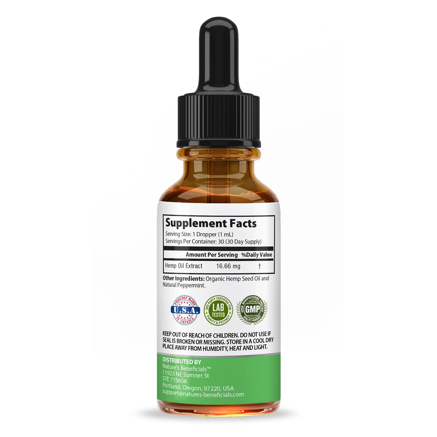 NATURE'S BENEFICIALS cuentagotas en uso para dosificación precisa y cómoda