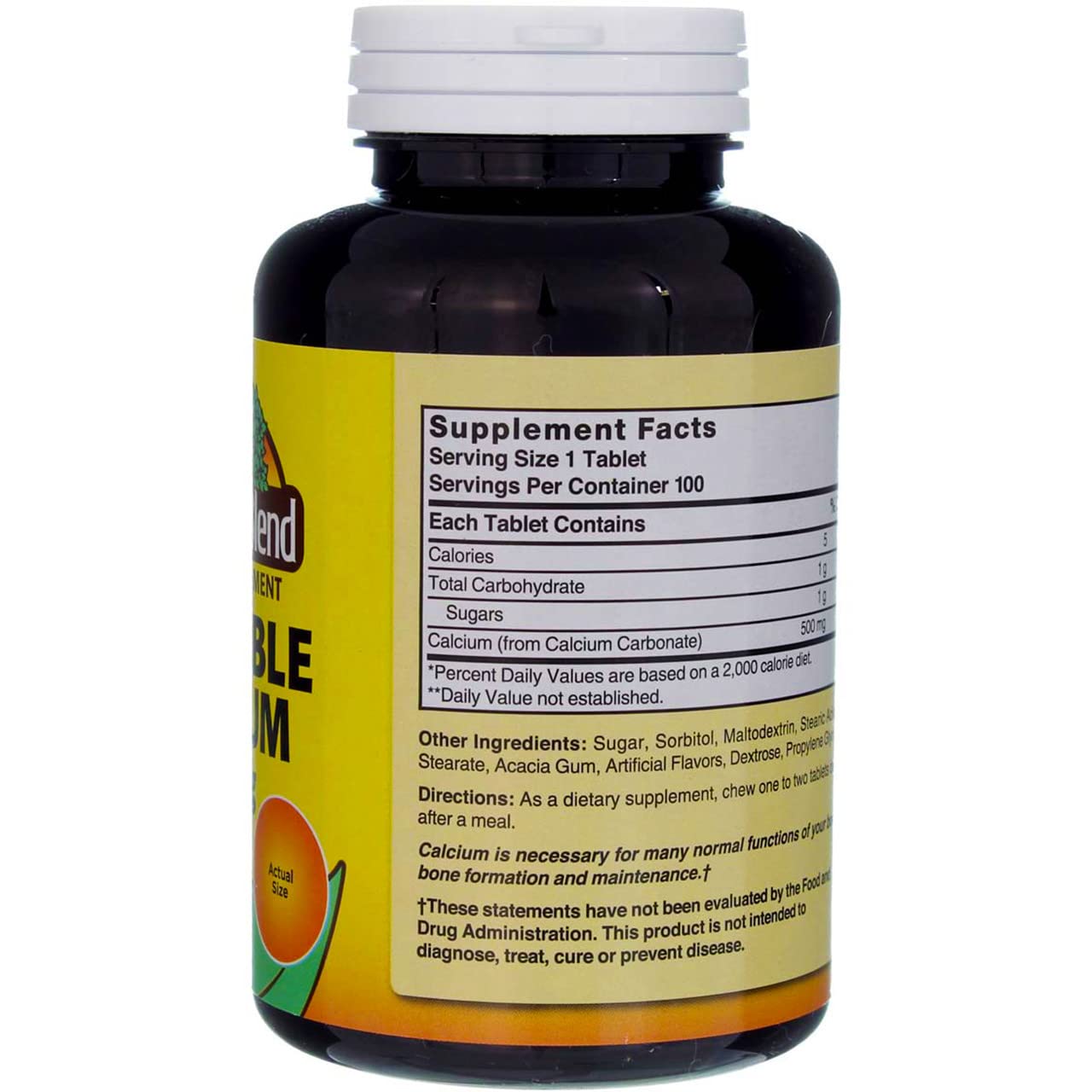 Nature's Blend etiqueta nutricional legible para conocer contenido de calcio