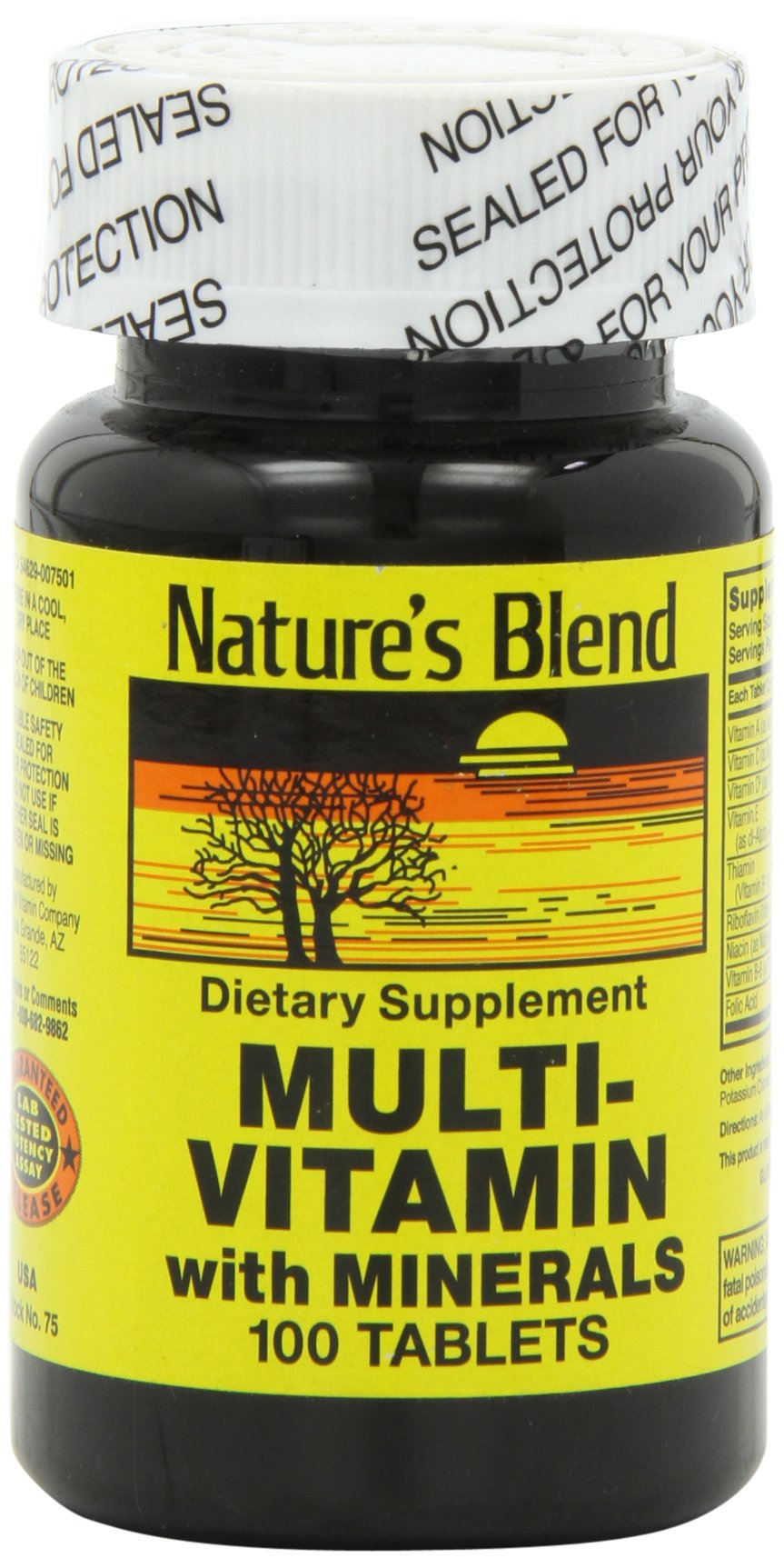 Nature's Blend envase frontal mostrando diseño y cantidad 100 tabletas beneficio conveniencia