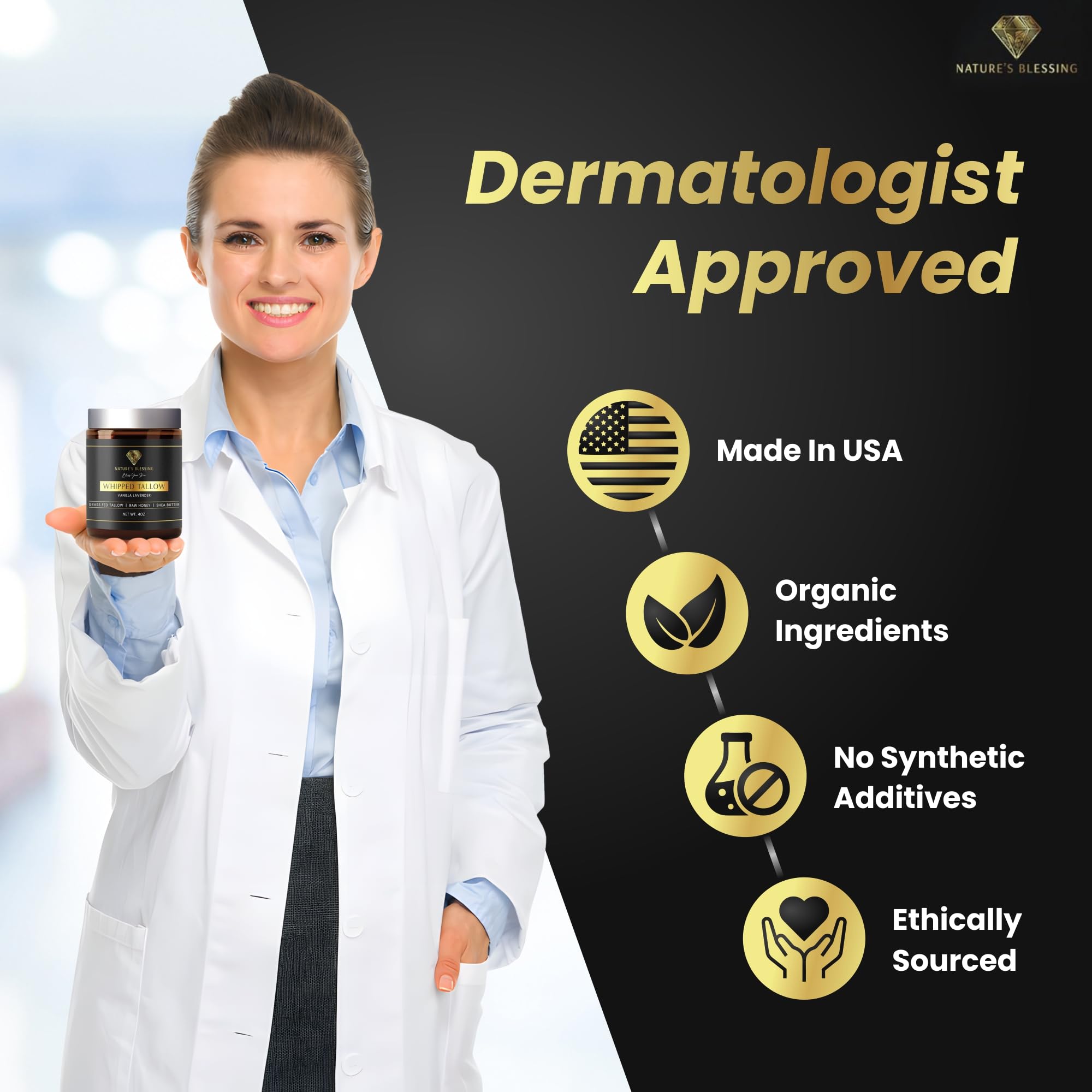 Nature's Blessing textura cremosa en primer plano beneficios hidratación profunda