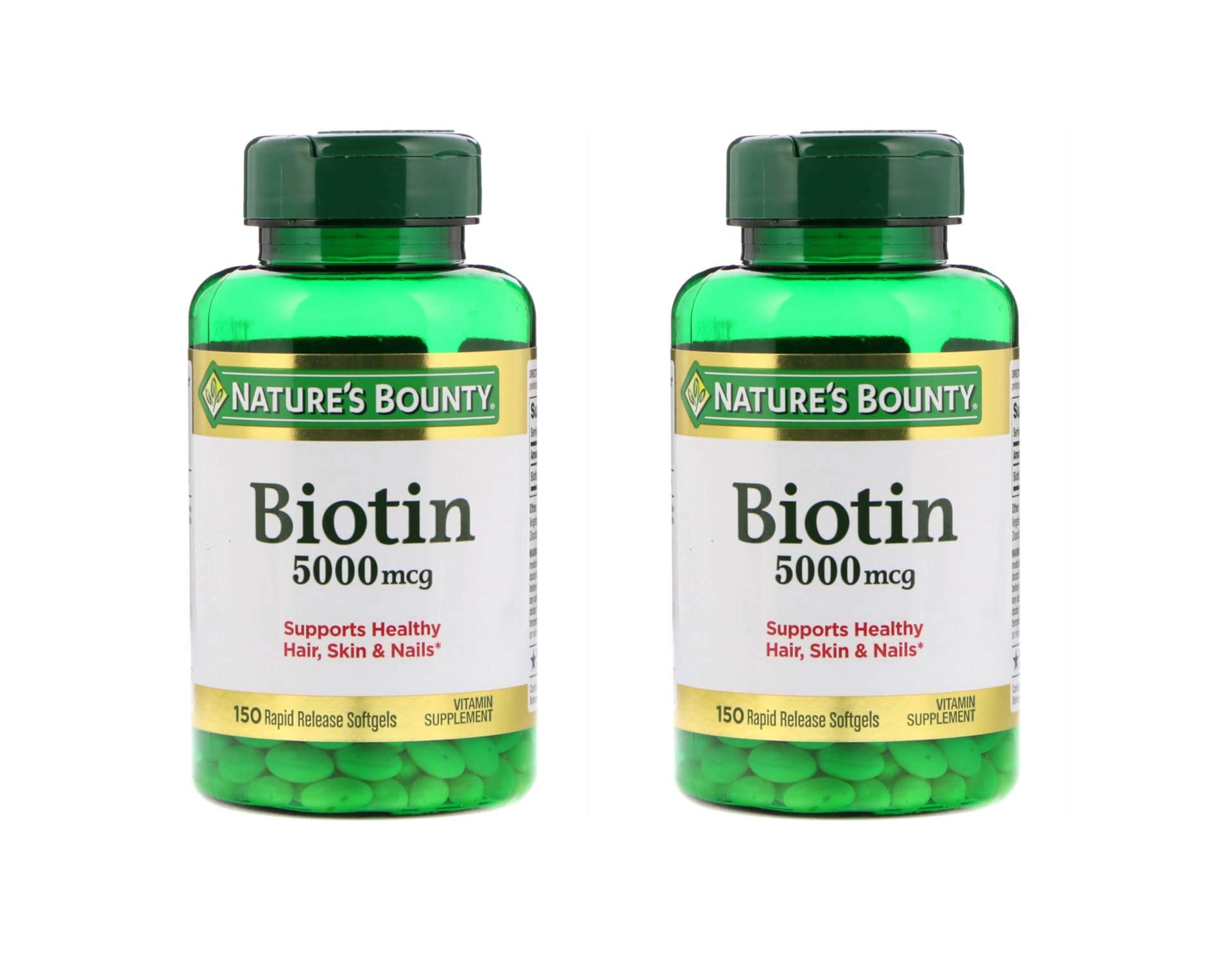 Nature's Bounty frasco frontal con etiquetas claras y beneficio de apoyo al metabolismo