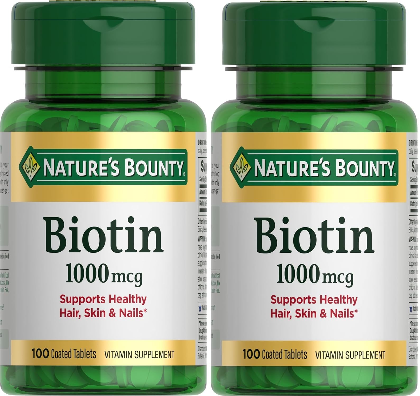 Nature's Bounty botella frontal mostrando presentación y fácil almacenamiento