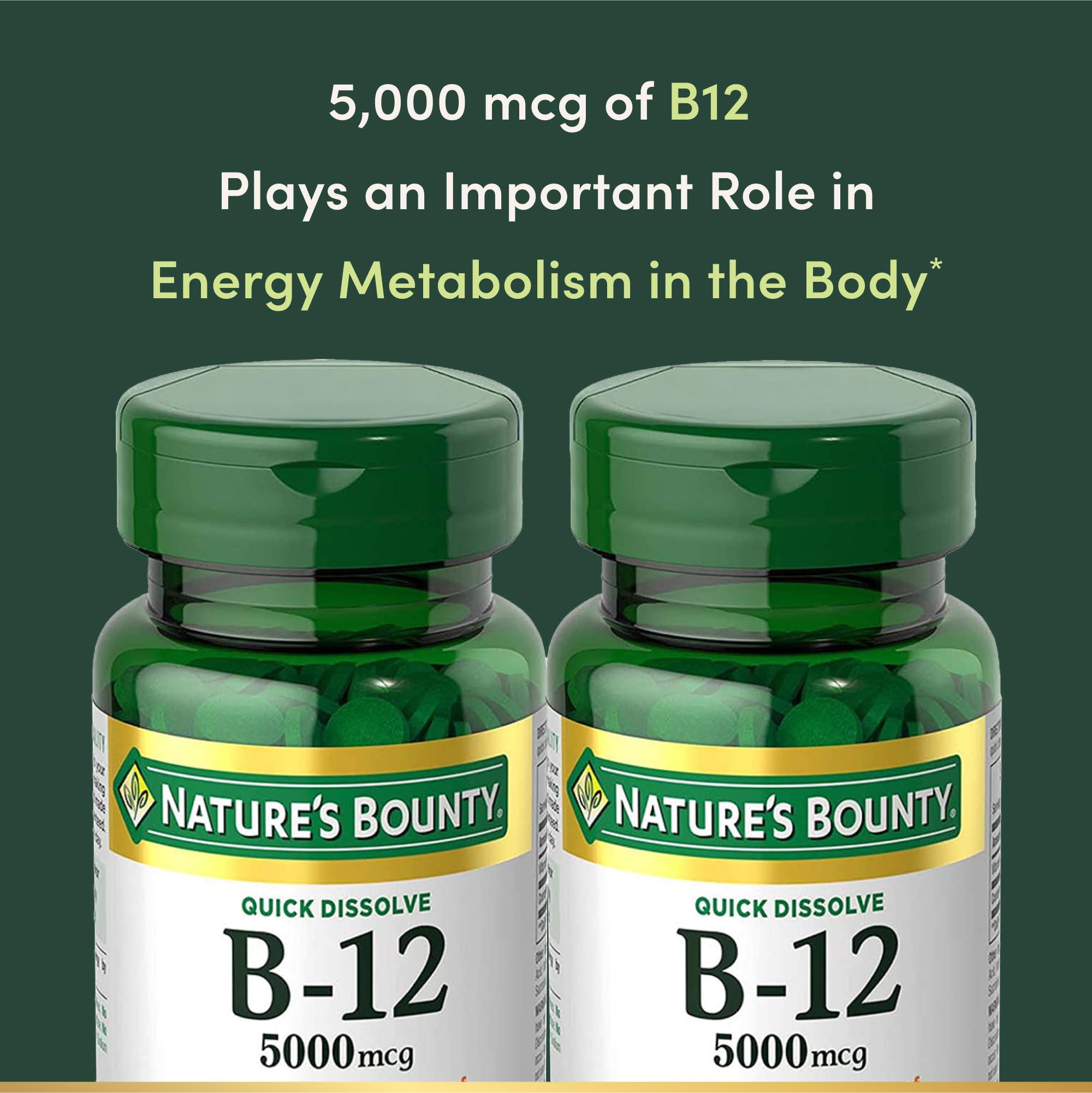 Nature's Bounty primer plano de la etiqueta con información de pureza