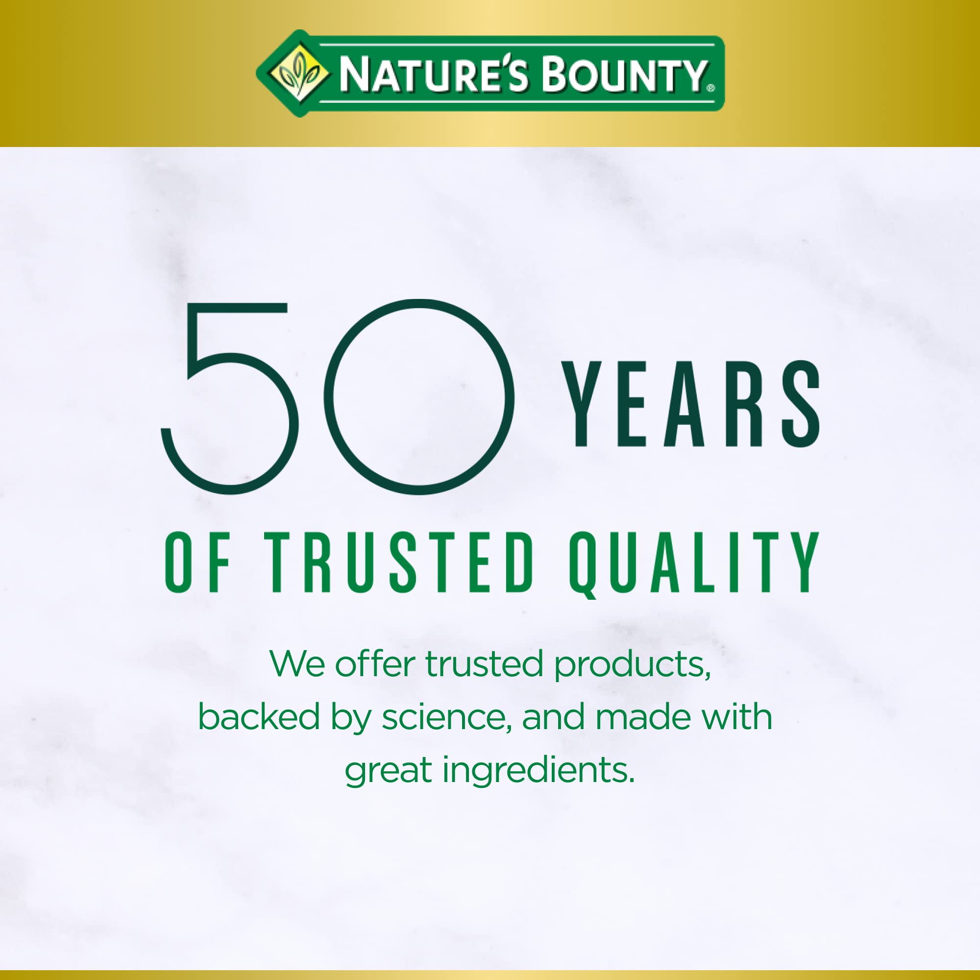 Nature's Bounty comparación de tamaño para mostrar cuán fácil es tomar la tableta