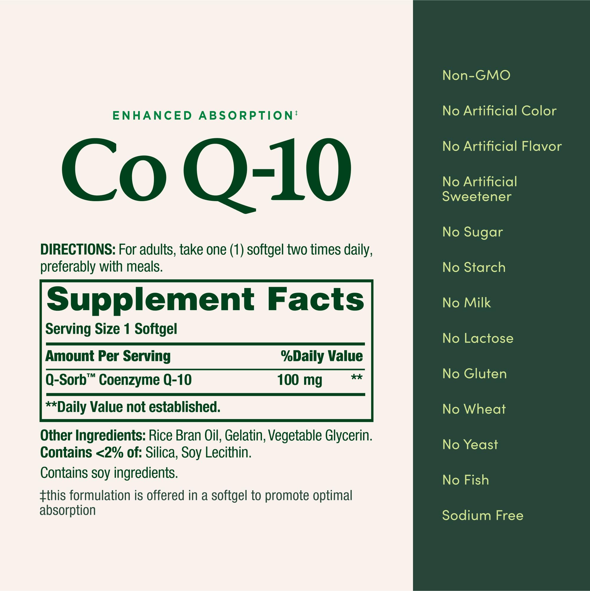 Nature's Bounty etiqueta con ingredientes y certificaciones, información transparente