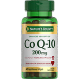 Nature's Bounty frasco CoQ-10 de 45 cápsulas, vista frontal y beneficios claros