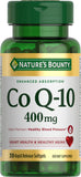 Nature's Bounty frasco CoQ-10 400 mg mostrando la presentación y beneficio energético