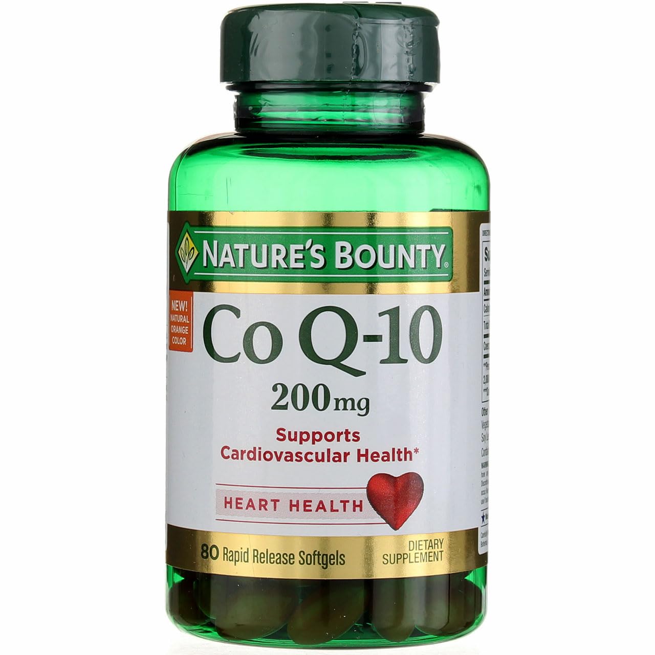 Nature's Bounty frasco frontal mostrando 80 cápsulas y beneficio conveniencia