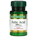 Nature's Bounty etiqueta con ingredientes y concentración 800 mcg claramente visible