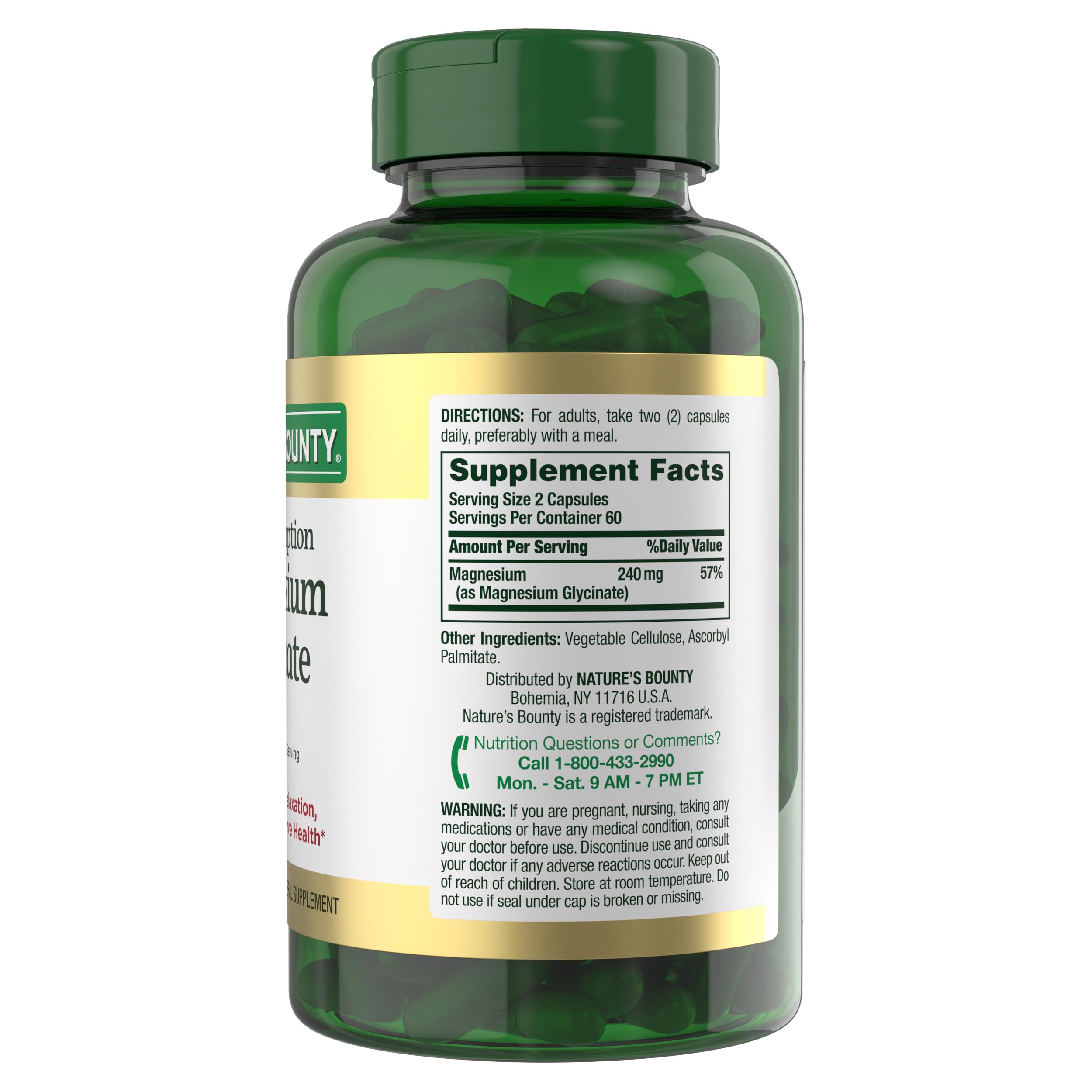 Nature's Bounty sobre fondo natural con ingredientes, énfasis en origen confiable