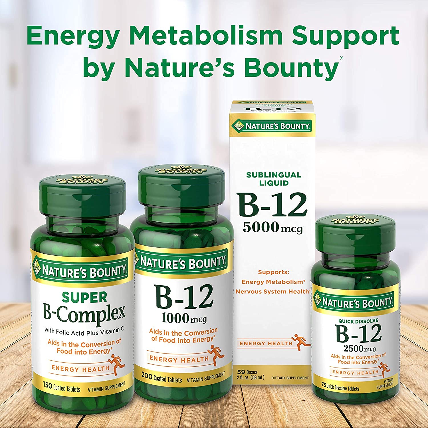 Nature's Bounty etiqueta con ingredientes y beneficios de pureza