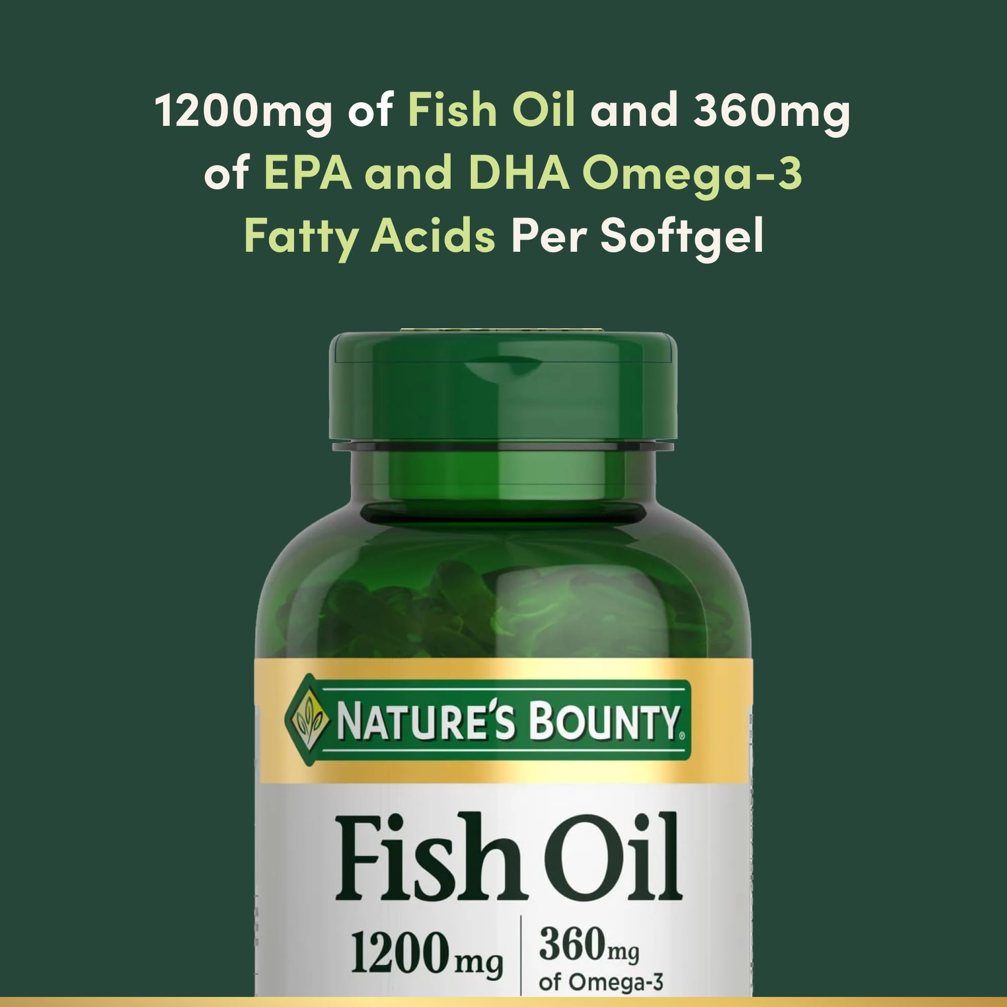 Nature's Bounty frasco abierto con cápsulas listas para uso diario