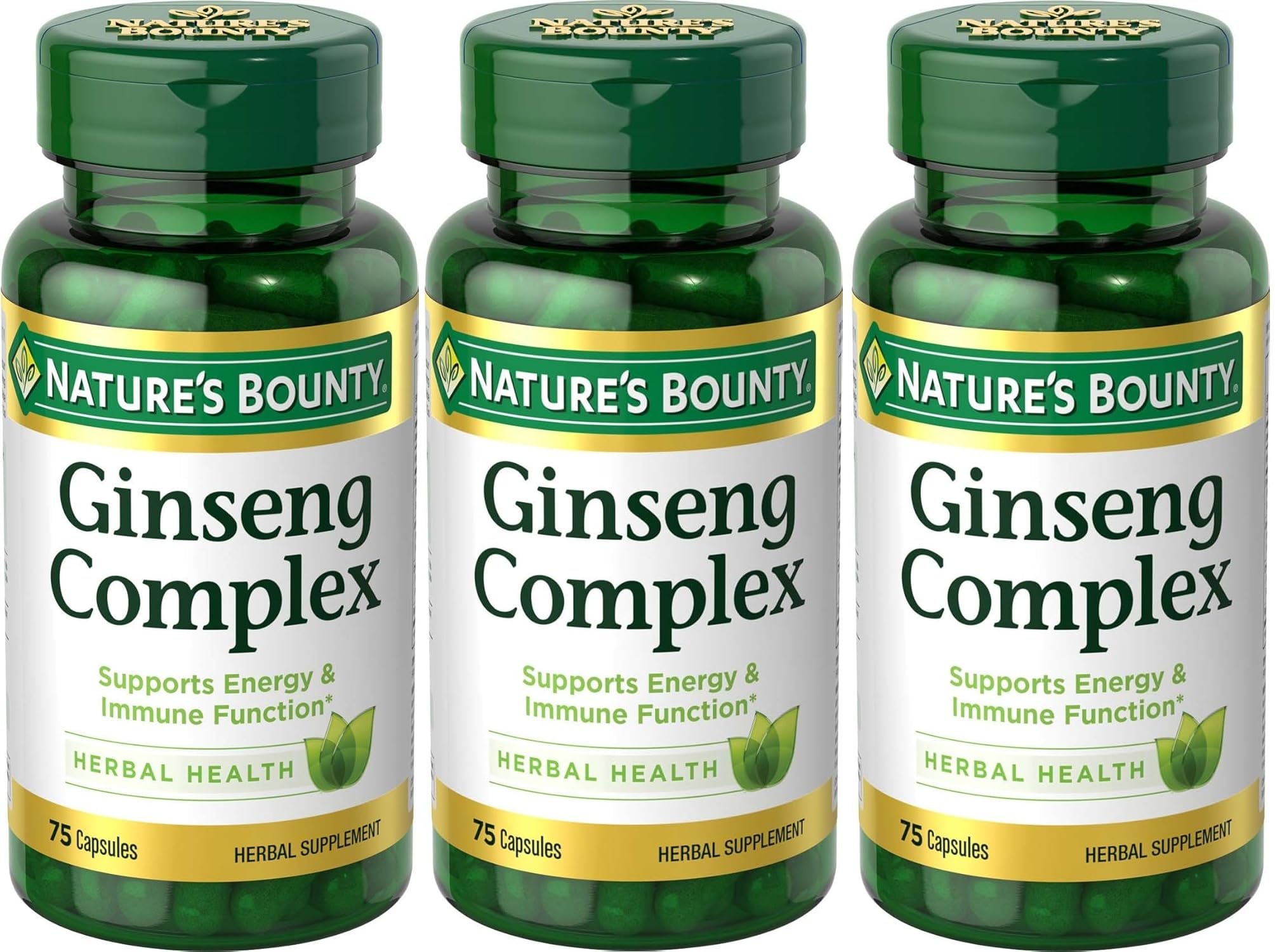 Nature's Bounty frasco delantero de Ginseng Complex mostrando etiqueta y presentación