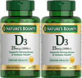 Nature's Bounty frasco frontal mostrando vitamina D3 y conveniencia