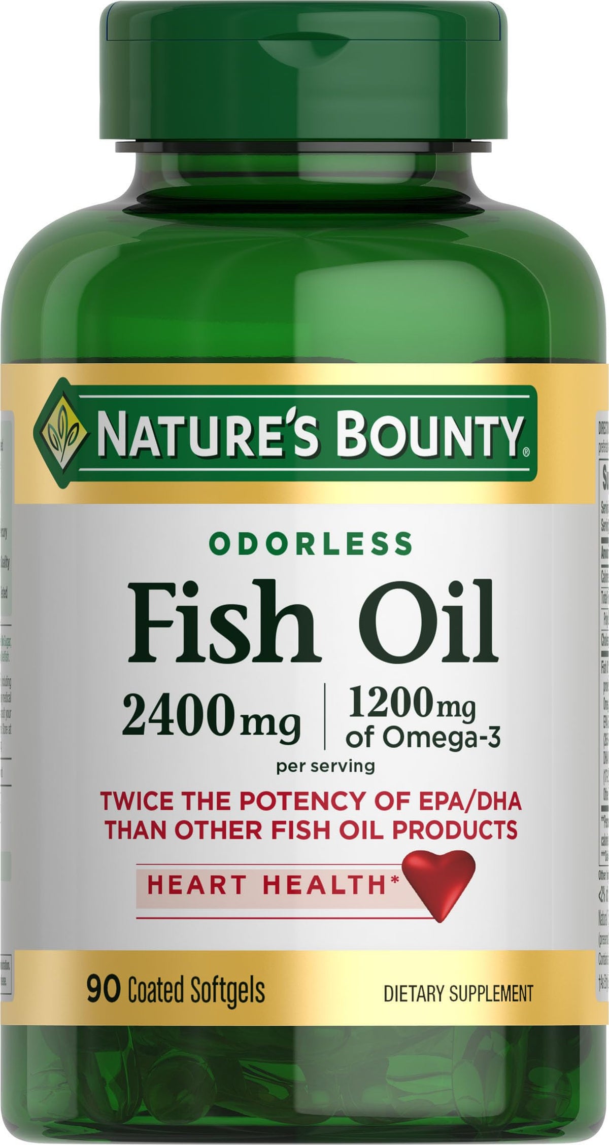 Nature's Bounty frente del envase que muestra 90 cápsulas y beneficios clave