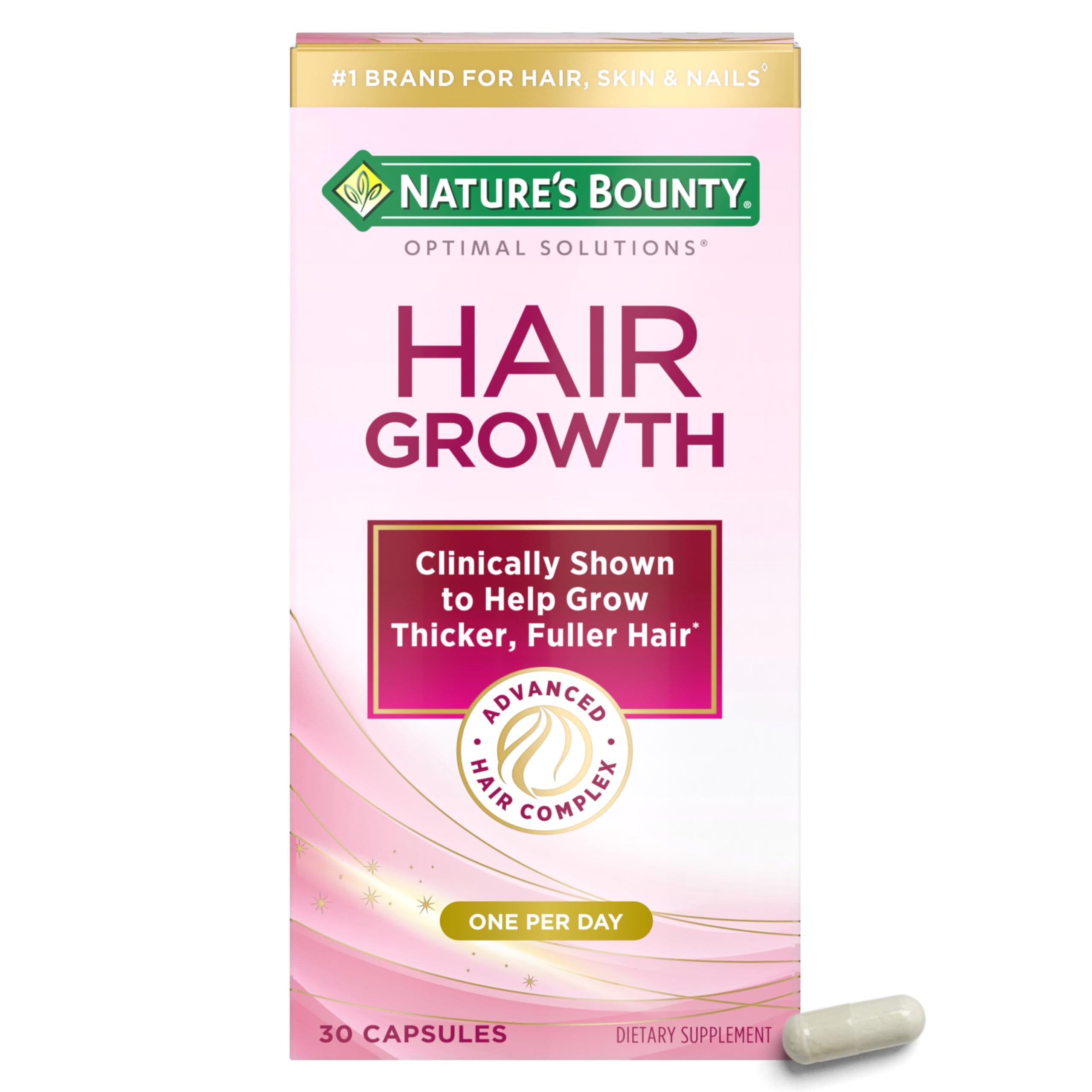 Nature's Bounty envase frontal visible con diseño claro y aporte nutritivo