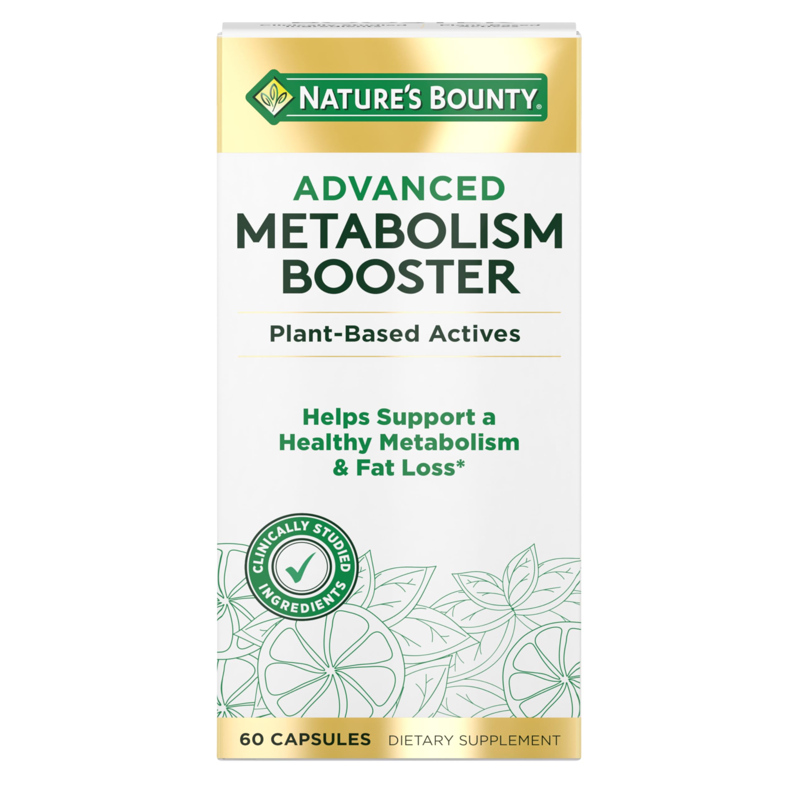 Nature's Bounty frasco frontal mostrando 60 cápsulas y beneficios