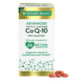 Nature's Bounty frasco frontal de Co Q-10 mostrando el envase y dosis clara