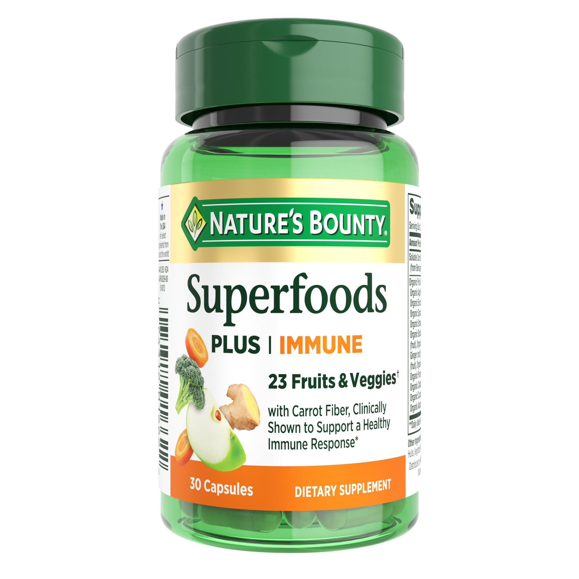 Nature's Bounty frontal del envase mostrando 30 cápsulas y beneficios claros