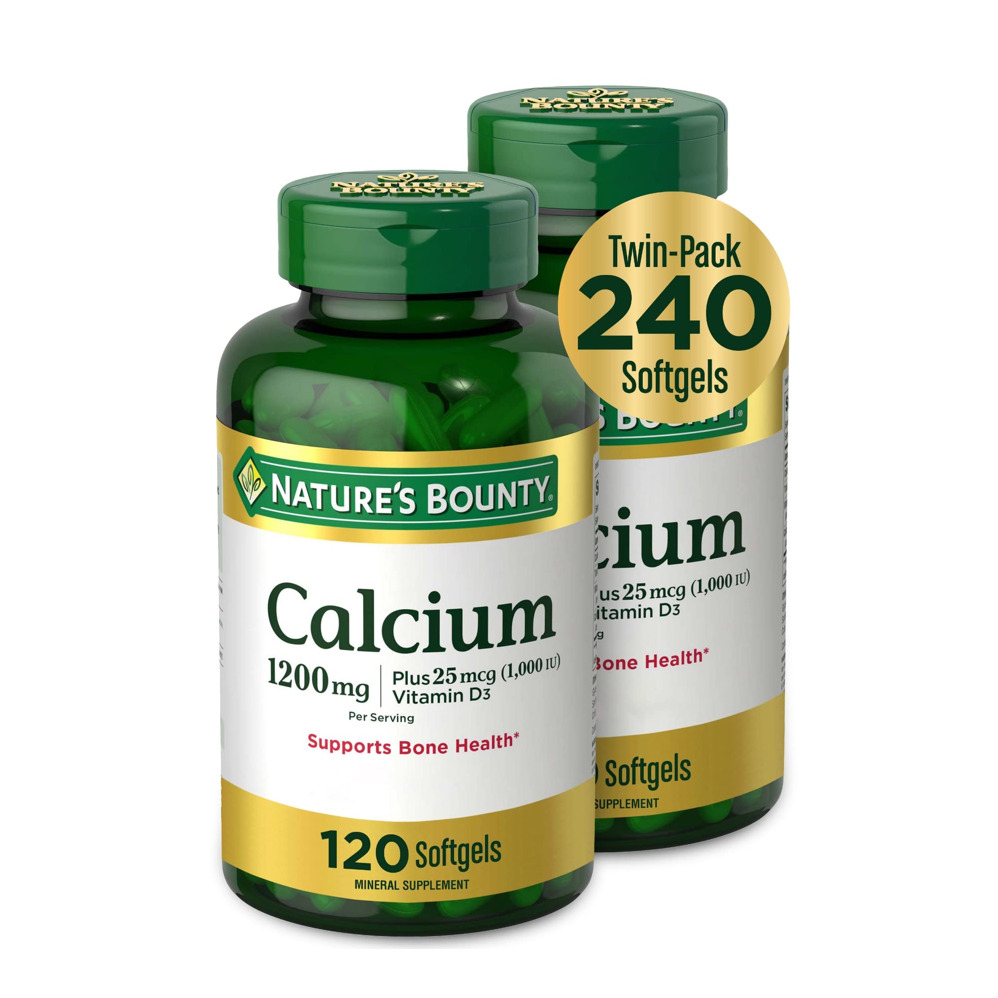 Nature's Bounty frasco frontal del producto mostrando beneficios principales