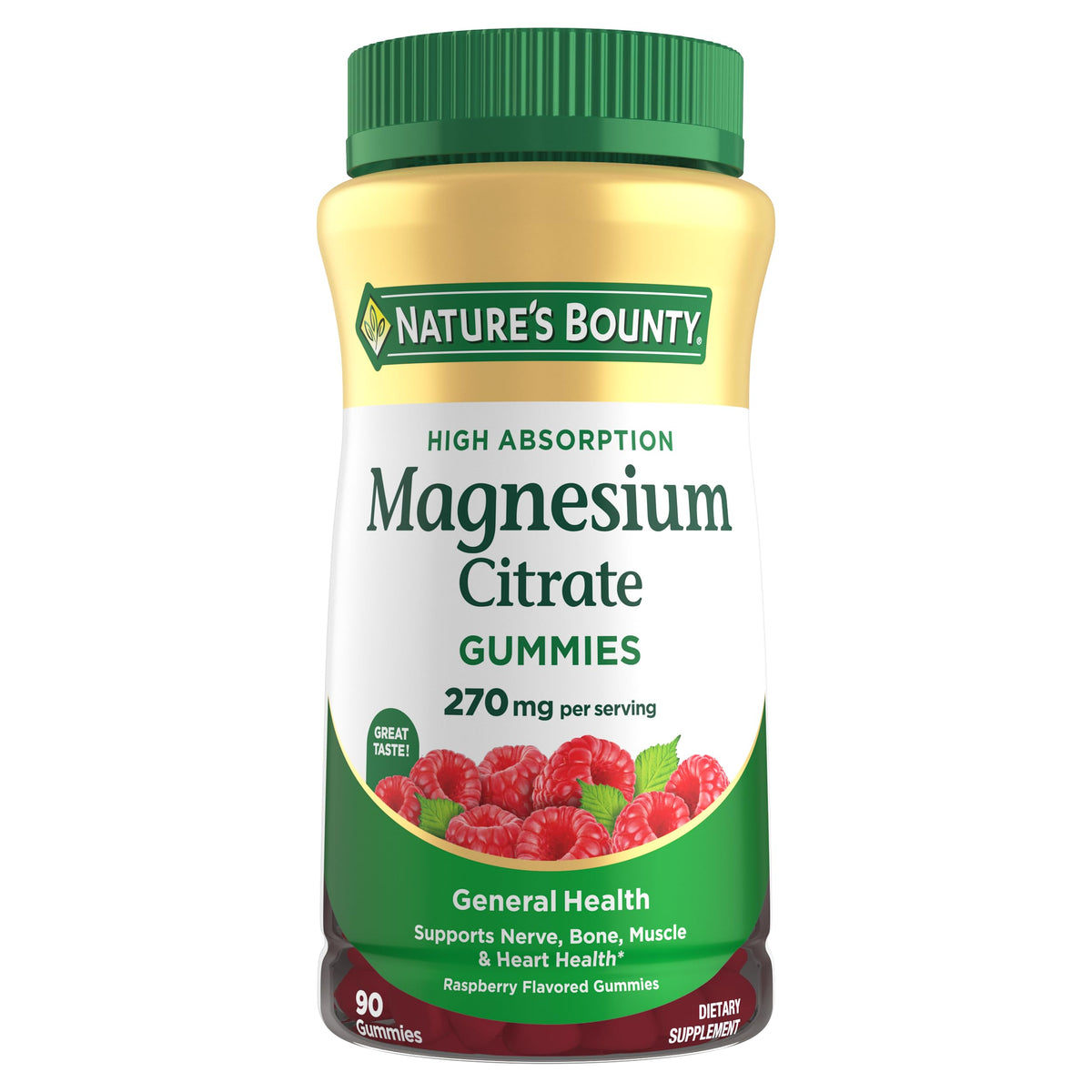 Nature's Bounty frente del envase mostrando 90 gomitas y beneficios clave