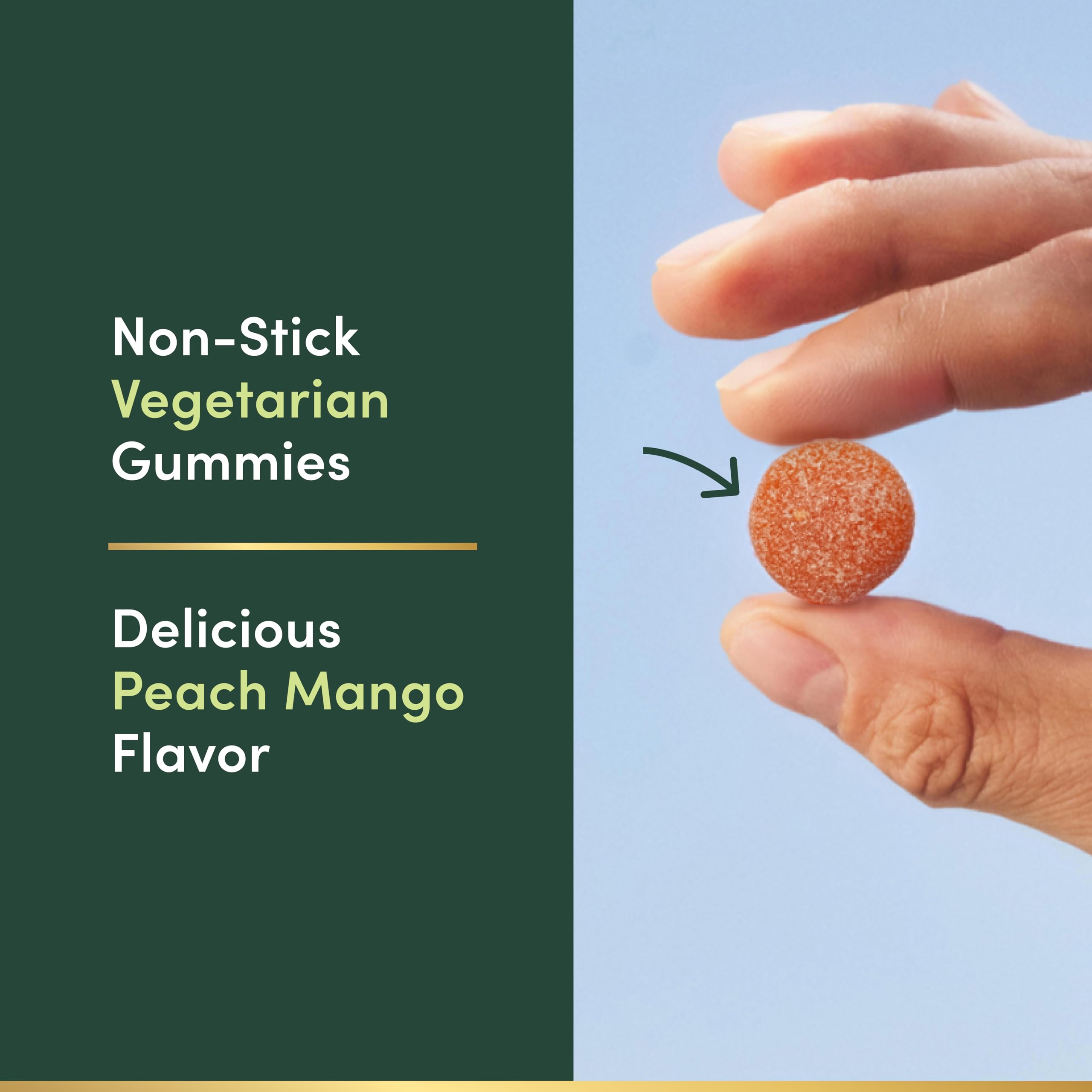 Nature's Bounty gomita cerca que destaca sabor durazno mango agradable