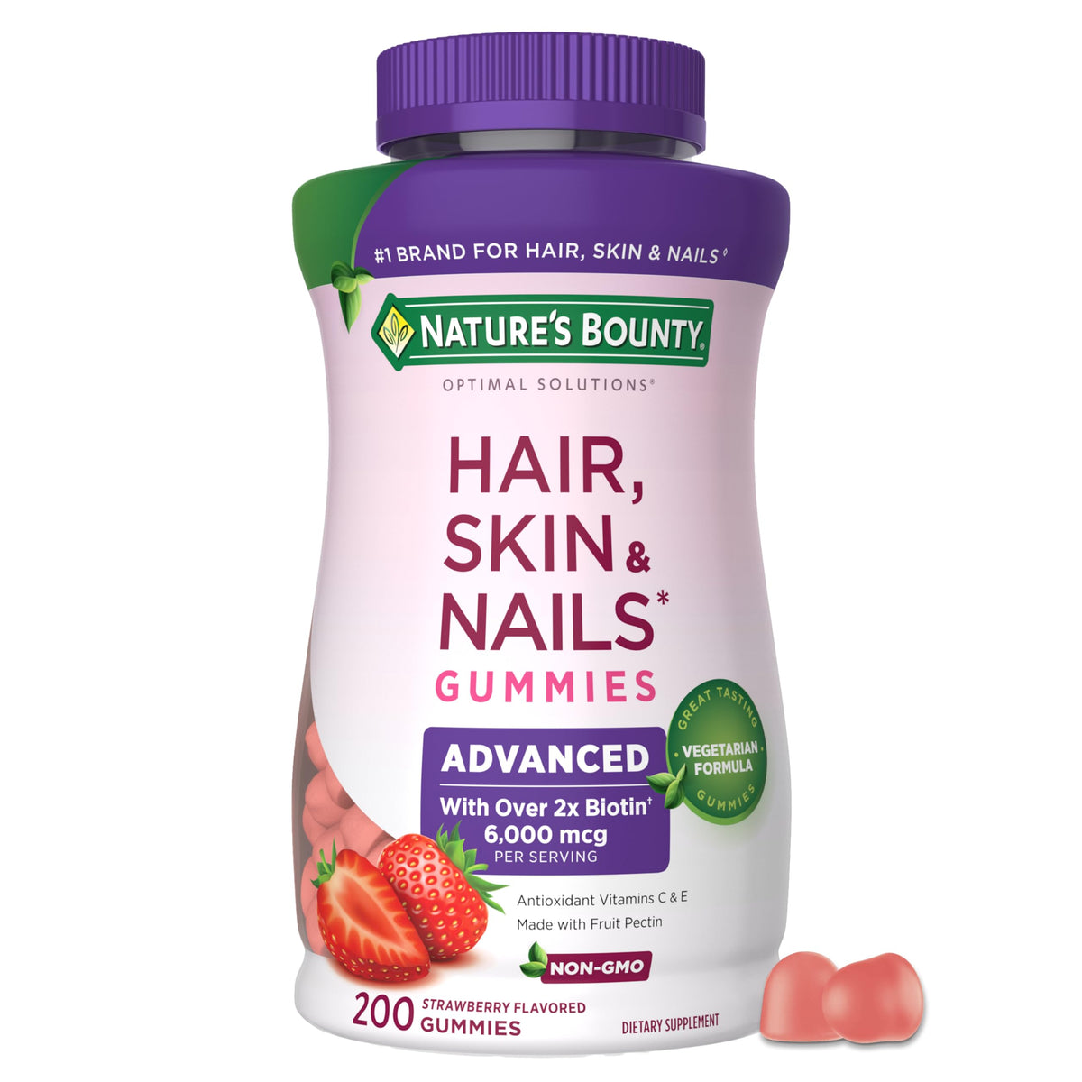 Nature's Bounty bote frontal mostrando etiqueta y beneficios