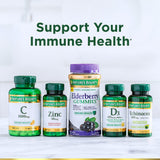 Nature's Bounty etiqueta cercana mostrando ingredientes y beneficio de fórmula sin aditivos