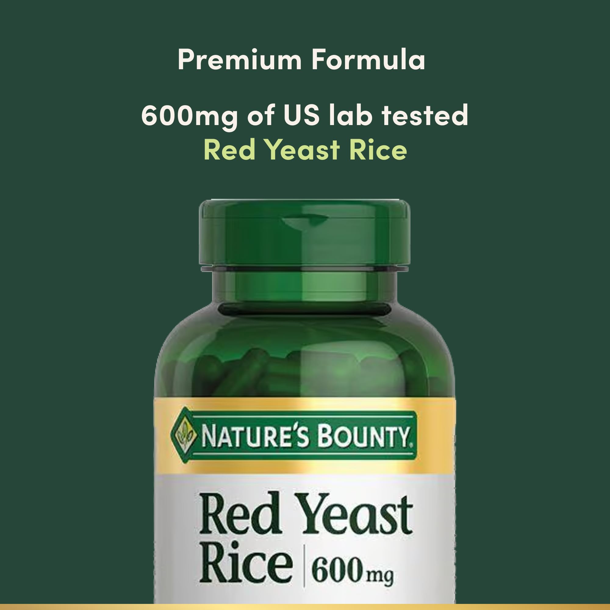 Nature's Bounty polvo de Red Yeast Rice en superficie, pureza visible