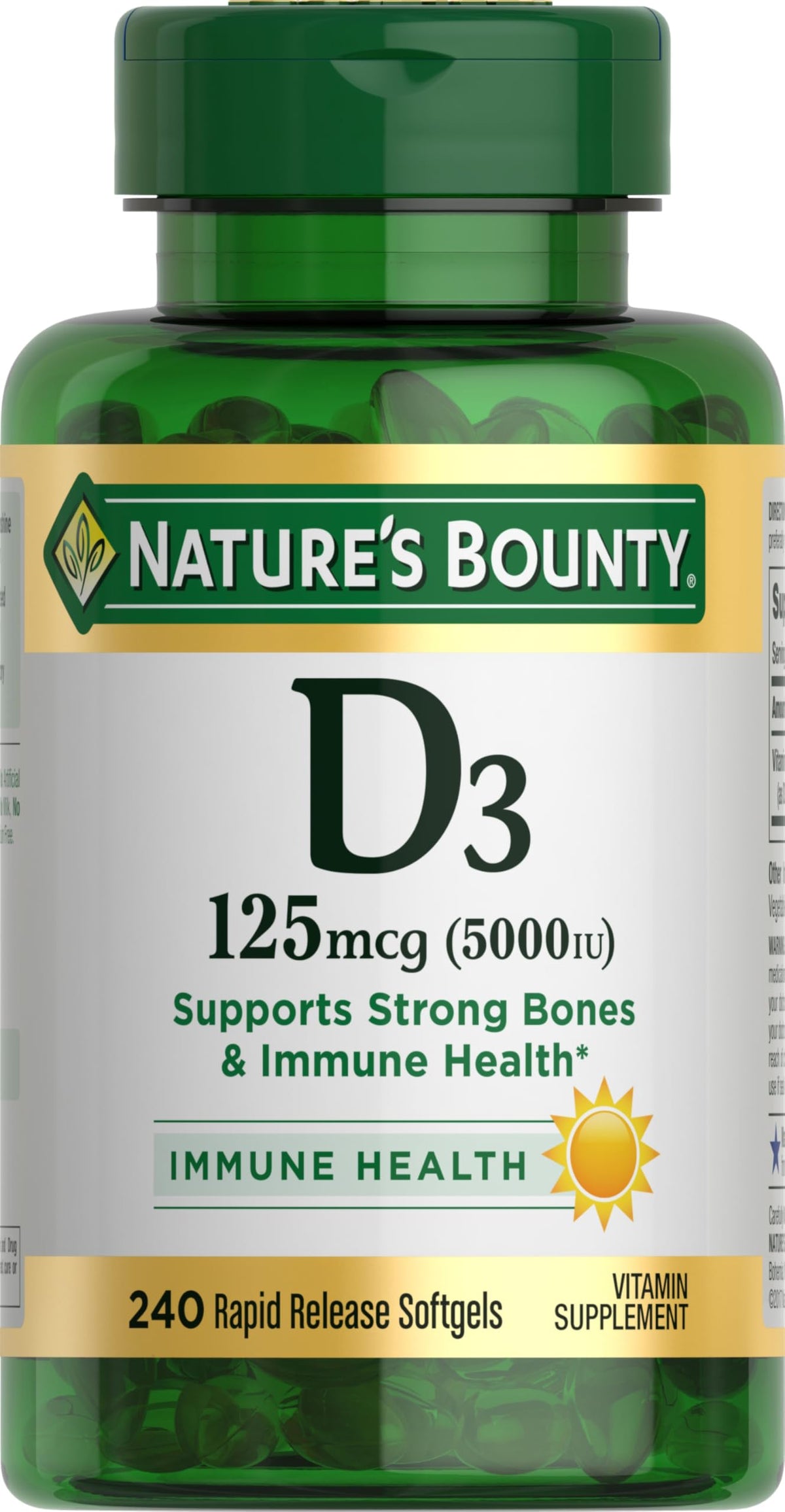Nature's Bounty botella frontal mostrando la etiqueta y cantidad 240