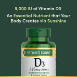 Nature's Bounty etiqueta nutricional mostrando dosis 5000 IU por cápsula