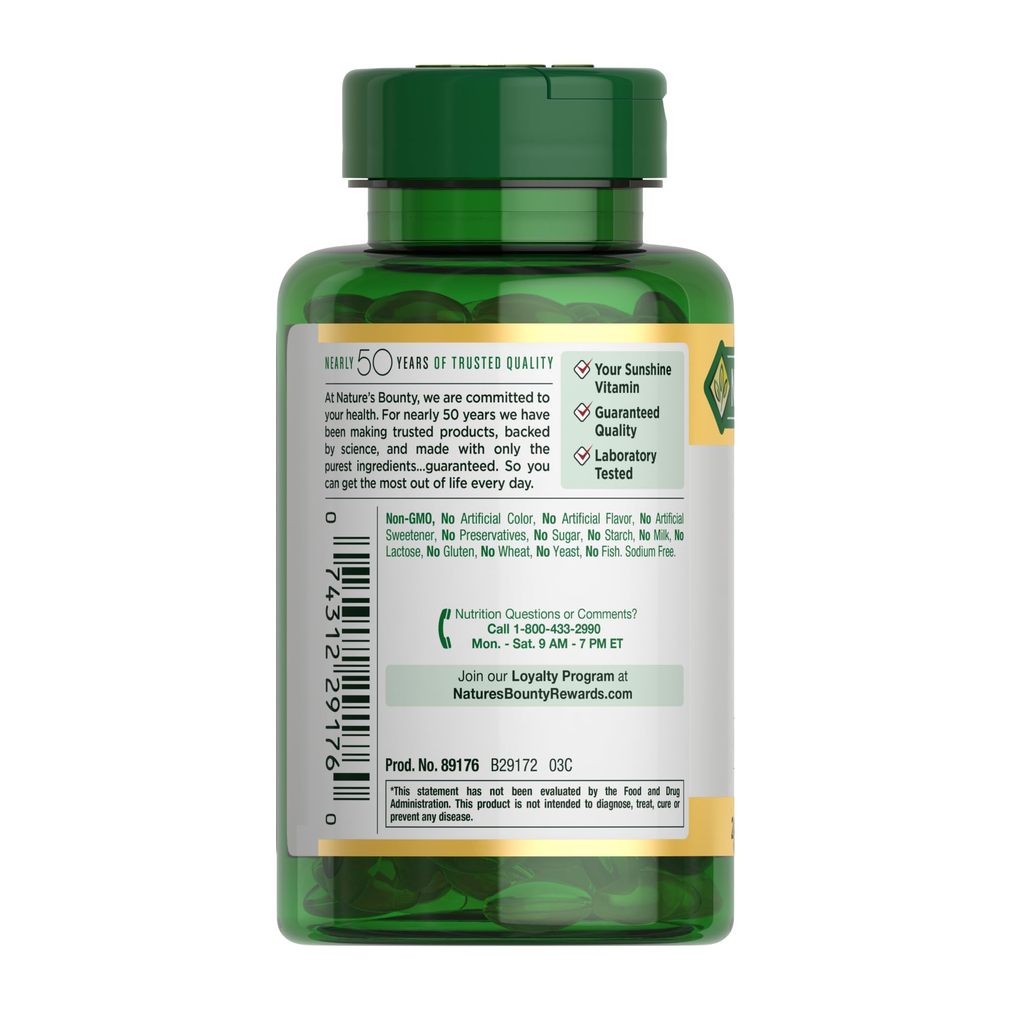 Nature's Bounty etiqueta nutricional detallada para ver dosis y ingredientes