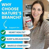NATURE'S BRANCH tabletas en mano para apreciar escala y facilidad de deglución